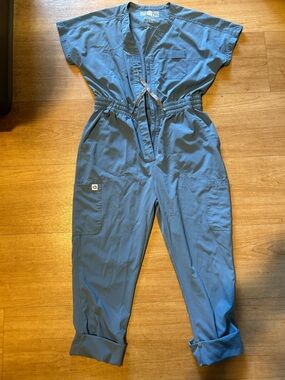 WonderWink Blue Utility scrub Jumpsuit with Elastic Waist & Pockets